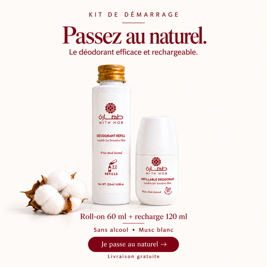 Kit déodorant naturel rechargeable sans alcool Musc Blanc – Tahara Maroc (vue 2)