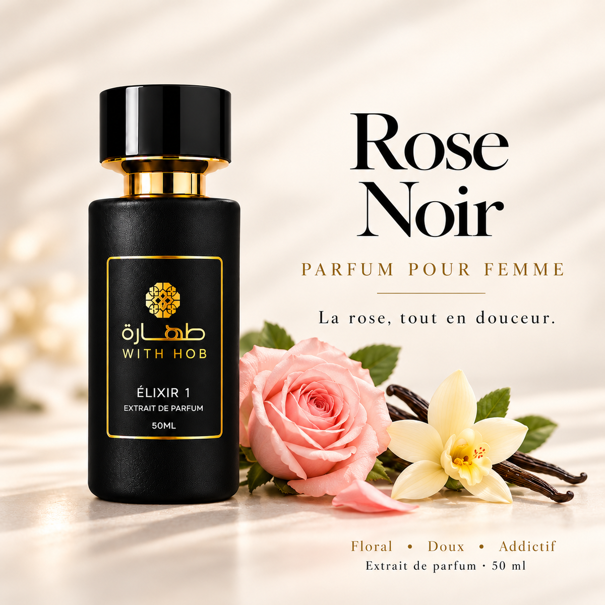 Parfum femme 50 ml Élixir N°1 Rose Noir – Tahara Maroc