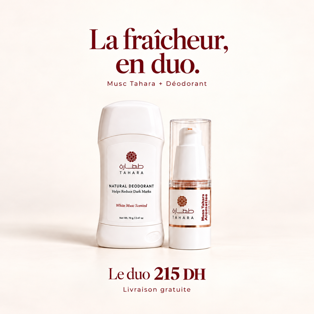 Duo Fraîcheur Sport : Déodorant Naturel + Musc Tahara | Livraison Gratuite