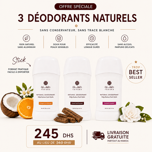 Offre Spéciale Déodorants Tahara | 3 x 70g | Orange Coco, Oud, Gardénia | Livraison Gratuite