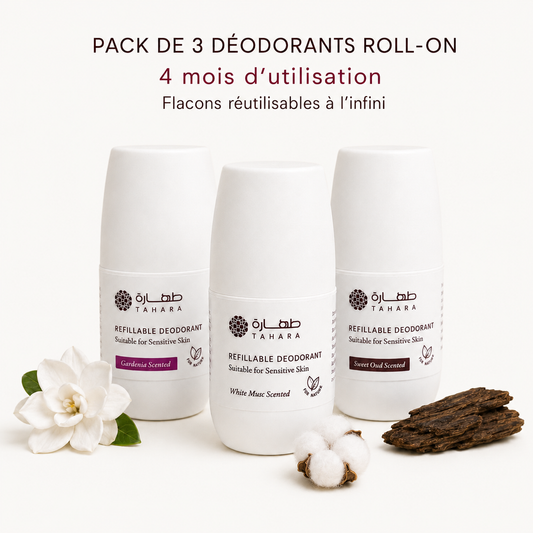 Offre Spéciale Déodorants Tahara | 3 x 60ml | Oud, Musc, Gardénia | Livraison Gratuite