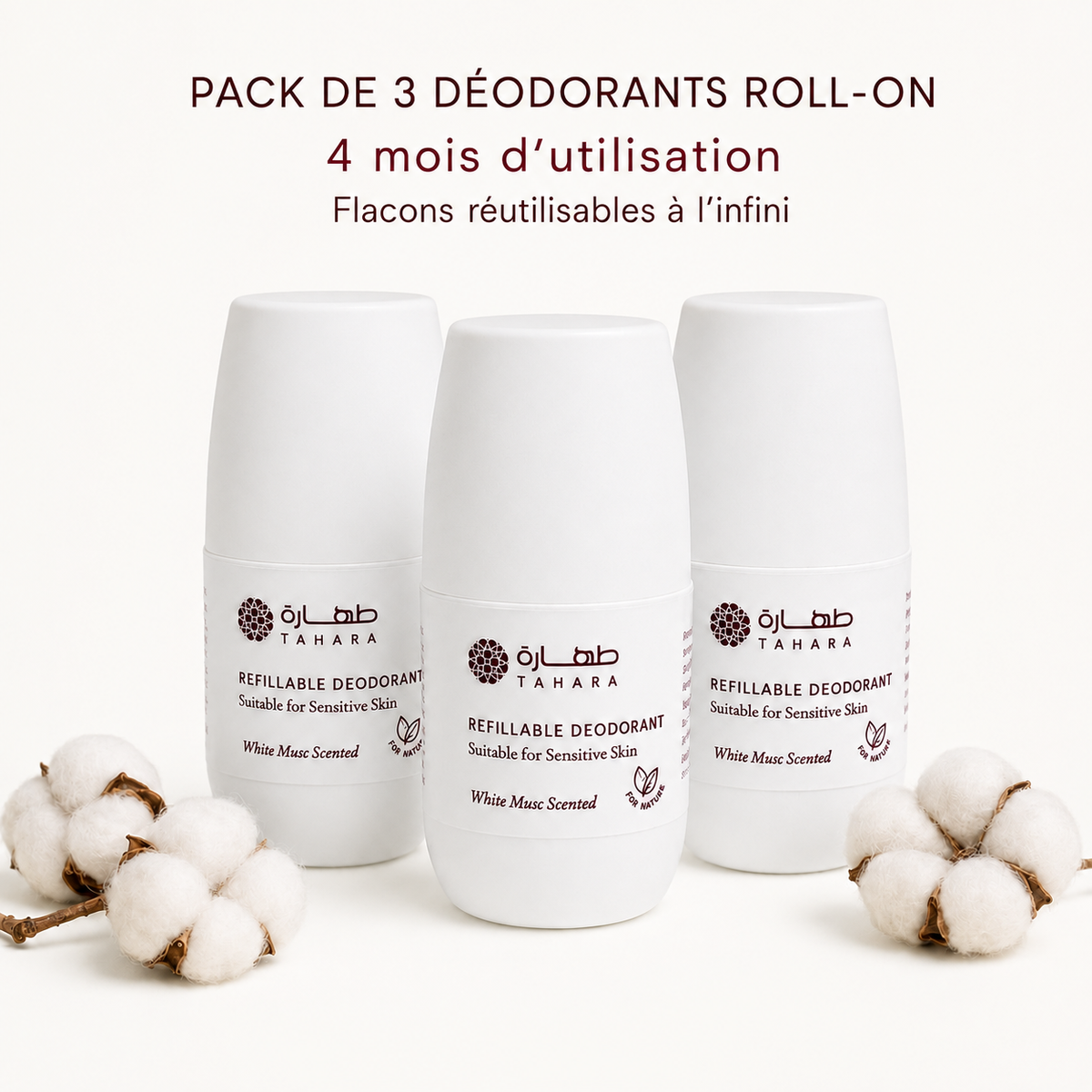 Déodorants naturels sans alcool au musc Blanc – 180 ml