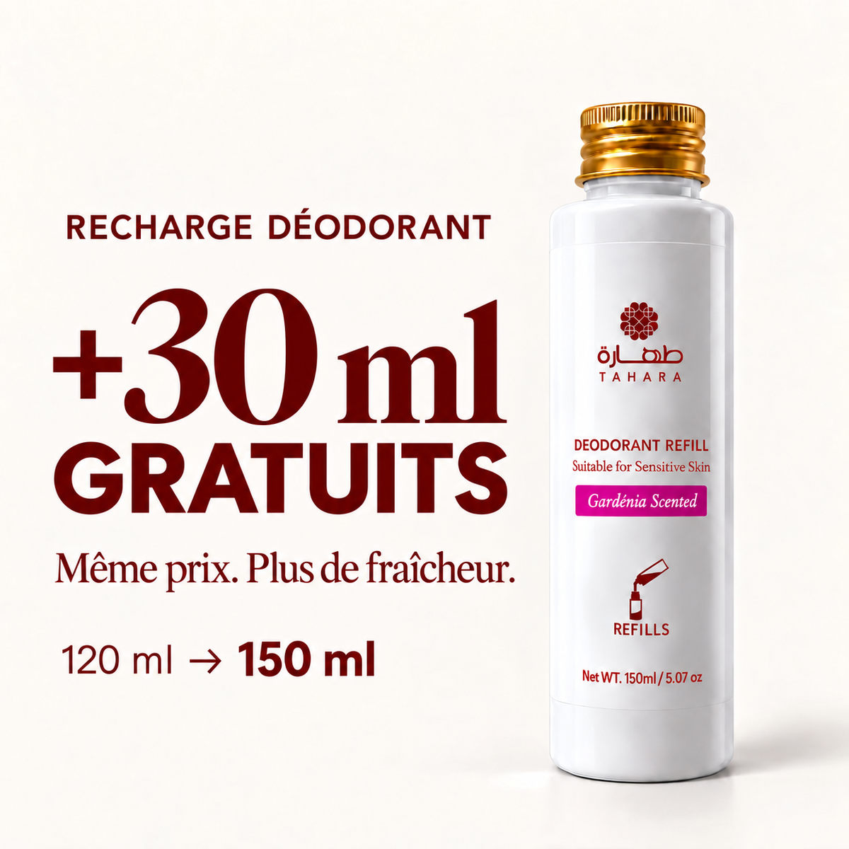 Recharge Déodorant Tahara Gardénia | 120ml | Livraison Gratuite | Maroc