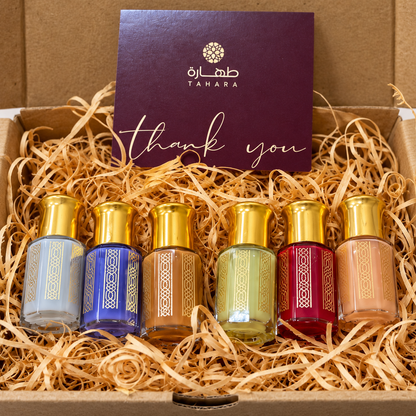 Pack Découverte Tahara | 6 Muscs Aromatisés 7ml | Coffret Cadeau | Livraison Gratuite