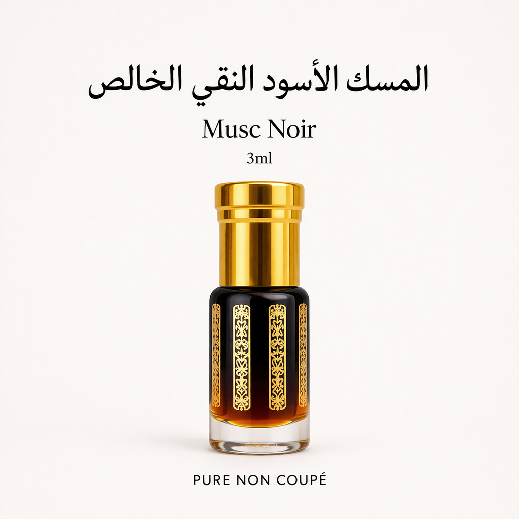 Musc Aswad Tahara noir intense 3ml fond sombre”