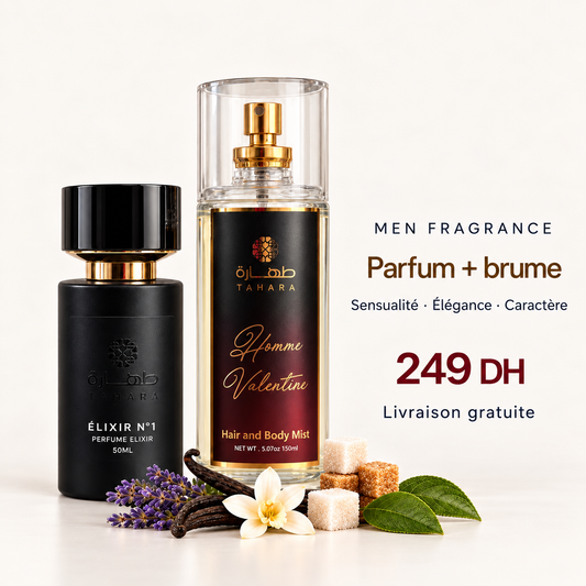 Pack Tahara Parfum Homme | Élixir N°1 + Brume Valentine | Livraison Gratuite