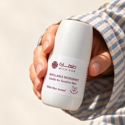 Déodorant naturel rechargeable sans alcool roll-on 60 ml Musc Blanc – Tahara Maroc