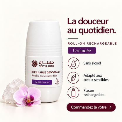 Déodorant naturel rechargeable sans alcool roll-on 60 ml Orchidée – Tahara Maroc (vue 2)