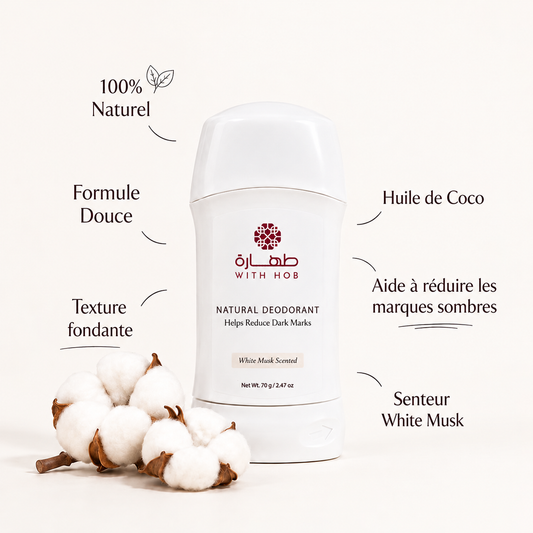 Déodorant stick naturel sans alcool 70 g Musc Blanc – Tahara Maroc