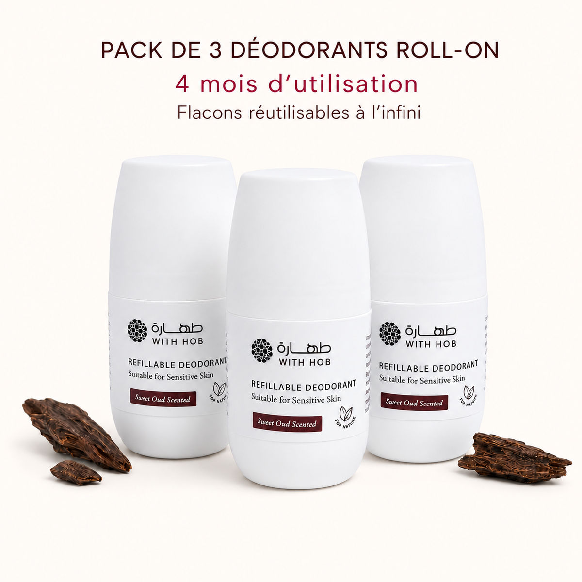 Déodorants naturels sans alcool 180 ml Oud Sucré – Tahara Maroc