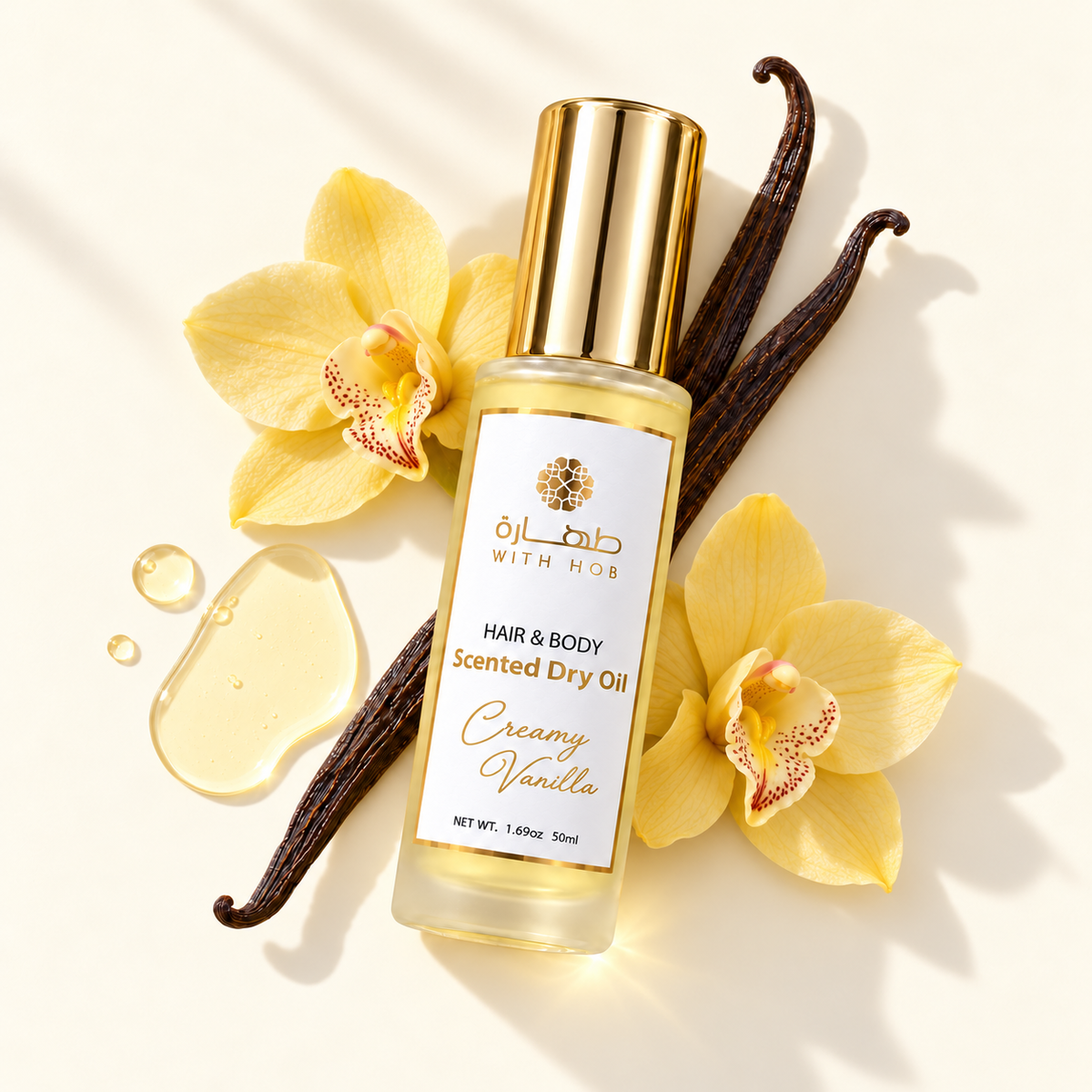 Huile sèche parfumée corps et cheveux 50 ml Creamy Vanilla – Tahara Maroc