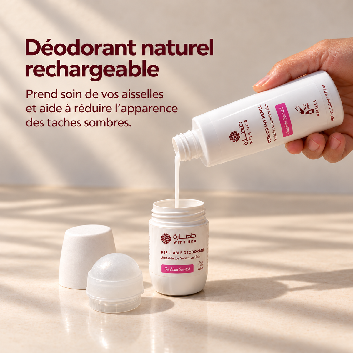 Kit déodorant naturel rechargeable sans alcool Gardénia – Tahara Maroc