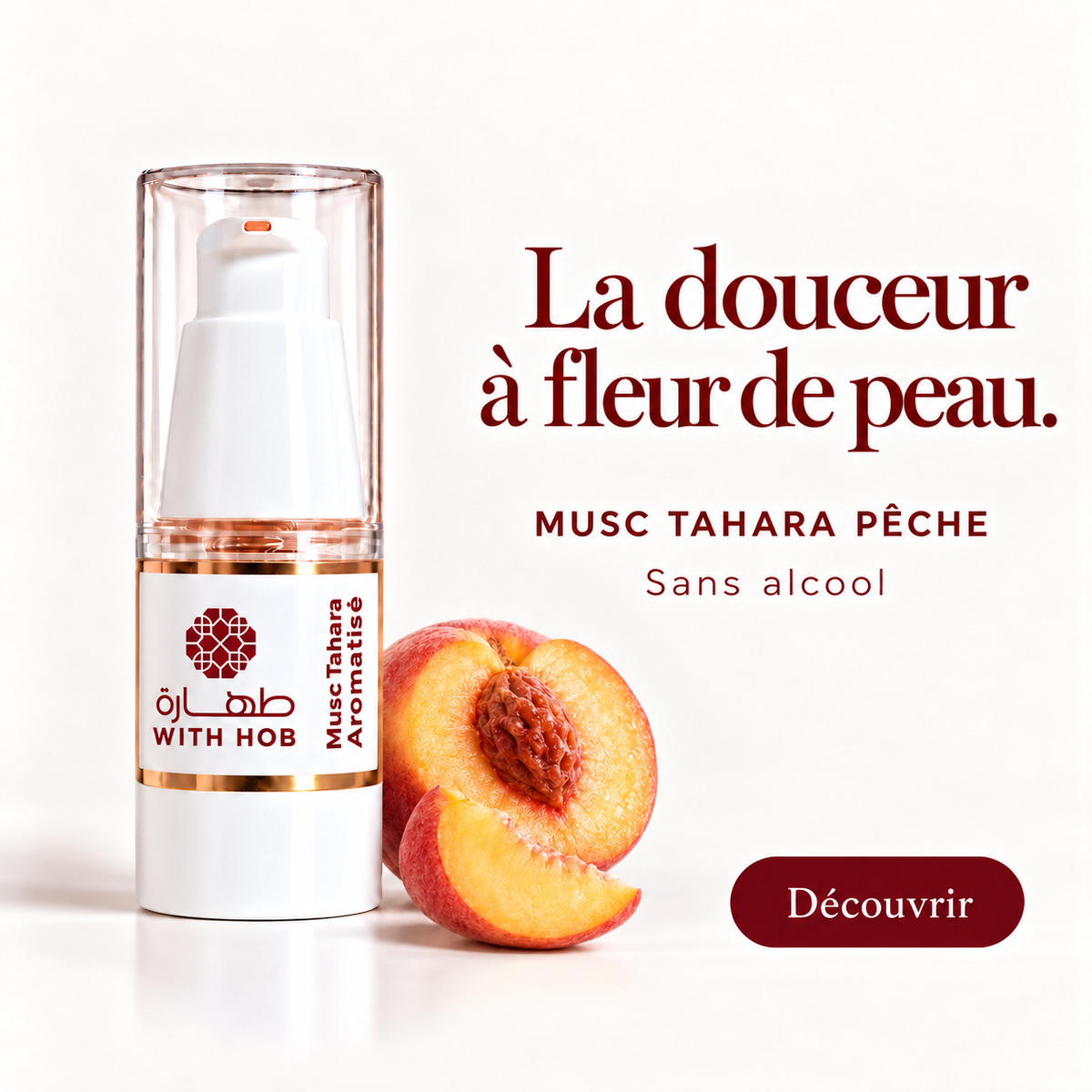 Musc aromatisé sans alcool 18 ml Pêche – Tahara Maroc (vue 2)