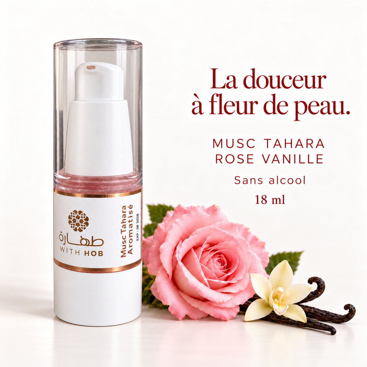 Musc aromatisé sans alcool 18 ml Rose Vanille – Tahara Maroc (vue 2)