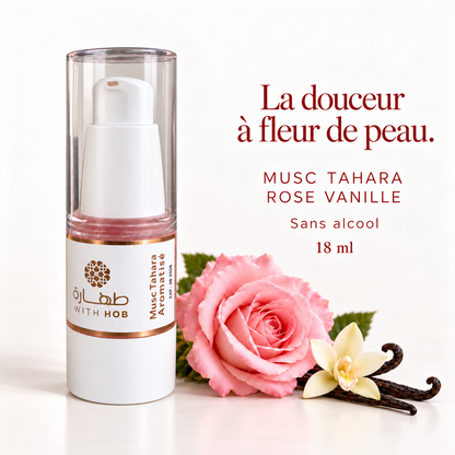 Musc aromatisé sans alcool 18 ml Rose Vanille – Tahara Maroc (vue 2)