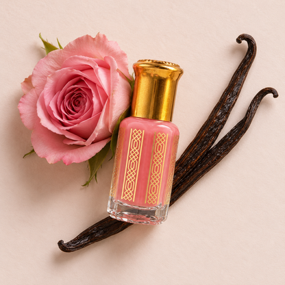 Musc aromatisé sans alcool 7 ml Rose Vanille – Tahara Maroc