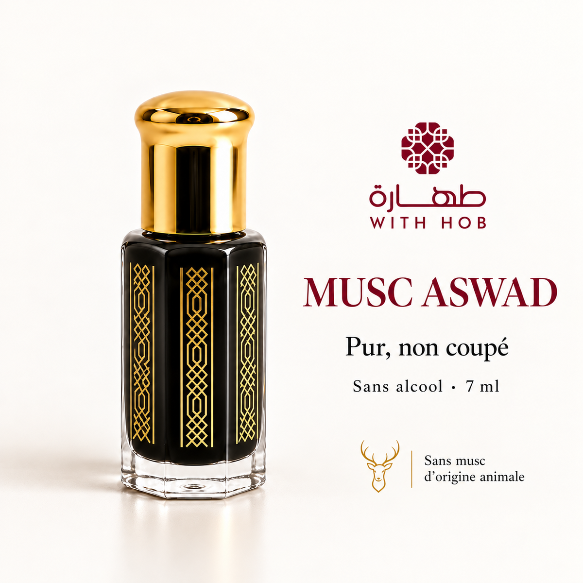 Musc premium sans alcool 7 ml Rokya (Aswad) – Tahara Maroc