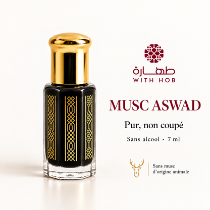 Musc premium sans alcool 7 ml Rokya (Aswad) – Tahara Maroc