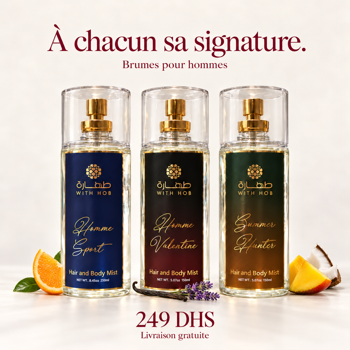 Pack 3 brumes parfumées homme 150 ml – Tahara Maroc
