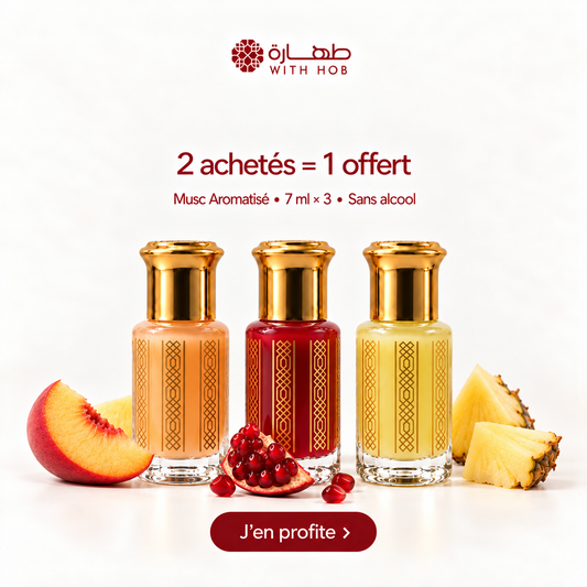 Pack 3 muscs aromatisés sans alcool 7 ml Fruité – Tahara Maroc (vue 2)