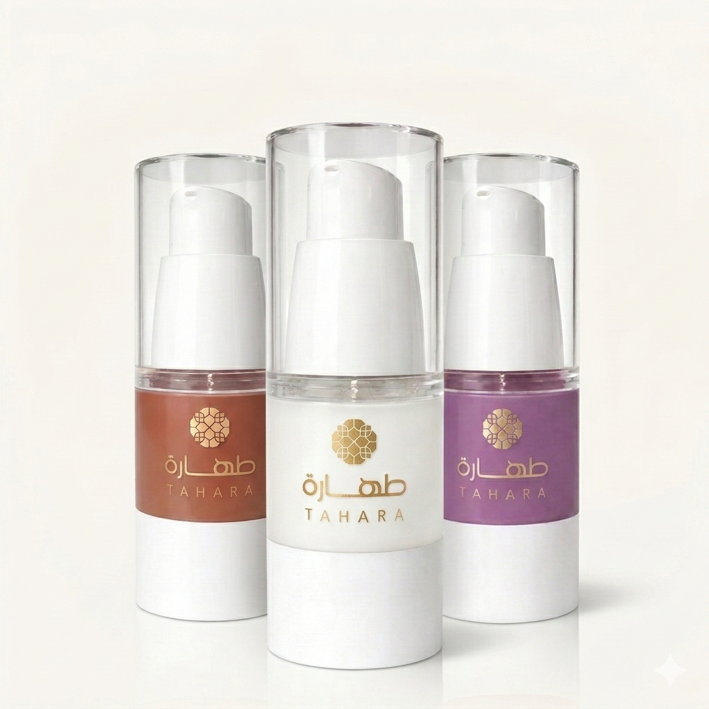 Pack boisé musc tahara 3 flacons airless 18ml classique malaki et oud avec pompe doseuse et logo Tahara doré