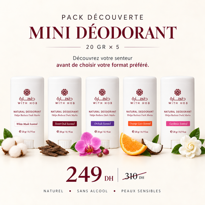Pack découverte 5 mini déodorants stick naturels 20 g – Tahara Maroc