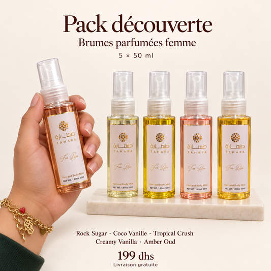 Pack découverte brumes parfumées femme 5 x 50 ml – Tahara Maroc