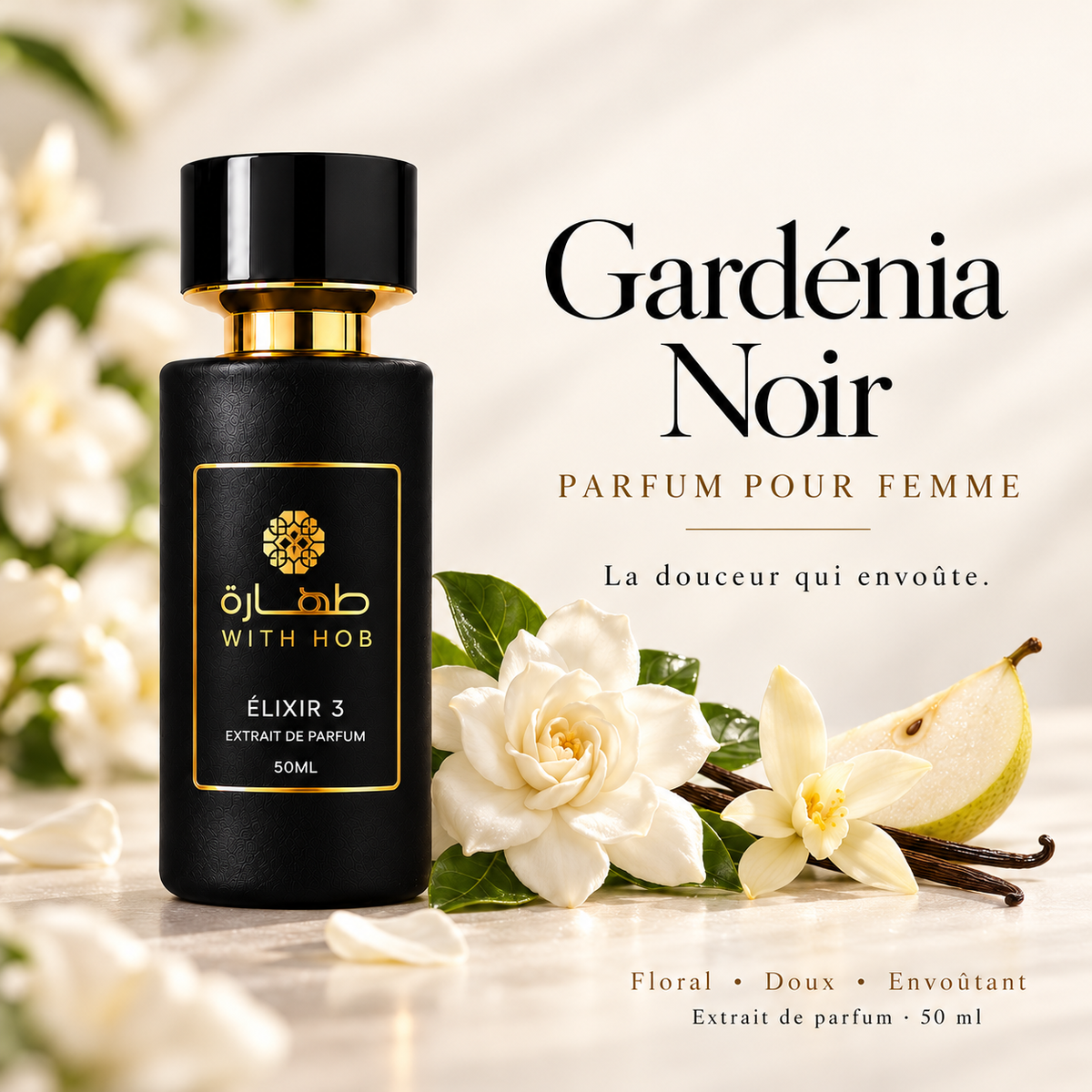 Parfum femme 50 ml Élixir N°3 Gardénia Noir – Tahara Maroc