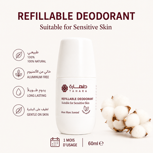 Déodorant rechargeable Tahara Musc Blanc naturel 60ml - Sans alcool