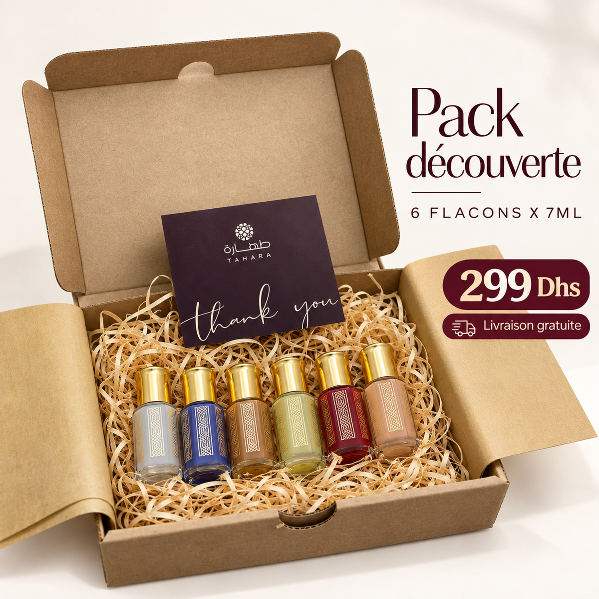 Pack Découverte Tahara | 6 Muscs Aromatisés 7ml | Coffret Cadeau | Livraison Gratuite