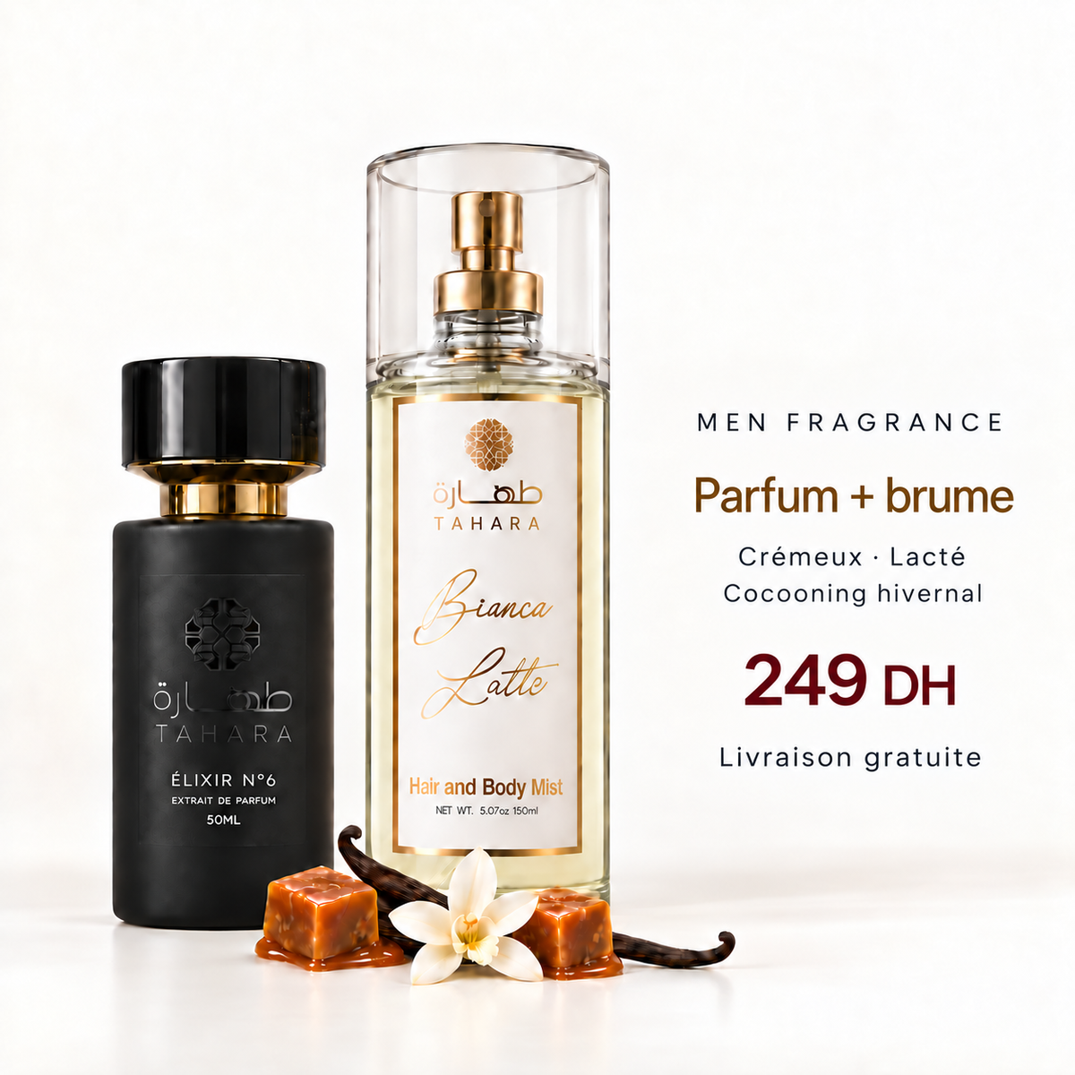 Pack Tahara Parfum Homme - Élixir N°6 50ml + Brume Bianca Latte 150m